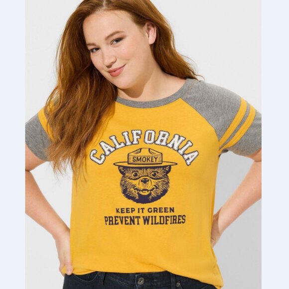 Torrid Smokey‎ Bear Classic Fit Cotton Varsity Boat Neck Tee - Medium - Picture 4 of 6